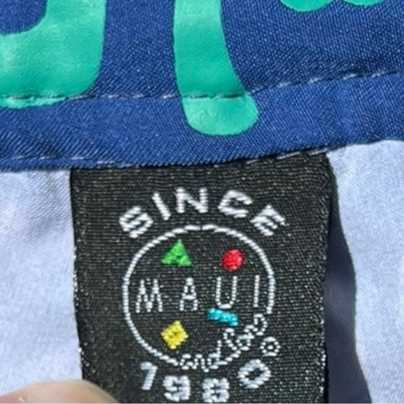 🌻MAUI AND SONS Blue Hawaiian Theme Board Shorts Men's Size 36 - Picture 9 of 9